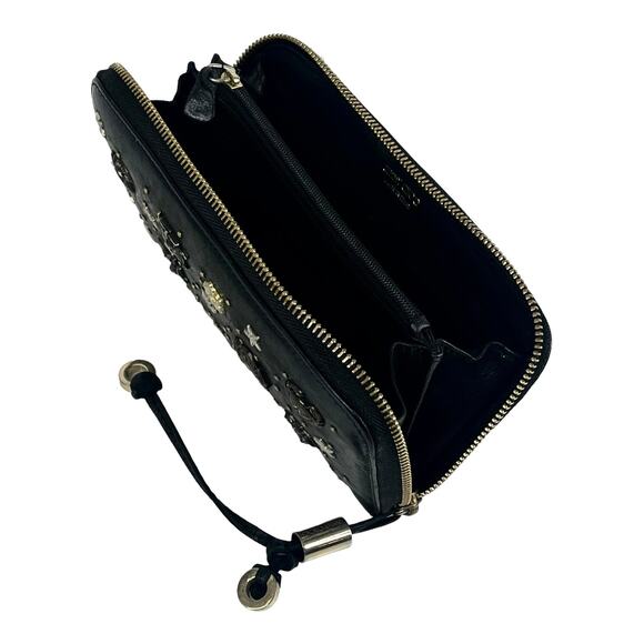 Jimmy Choo Long Wallet Zodiac Studded Zip Black Leather Clutch Purse Authentic - Picture 12 of 15